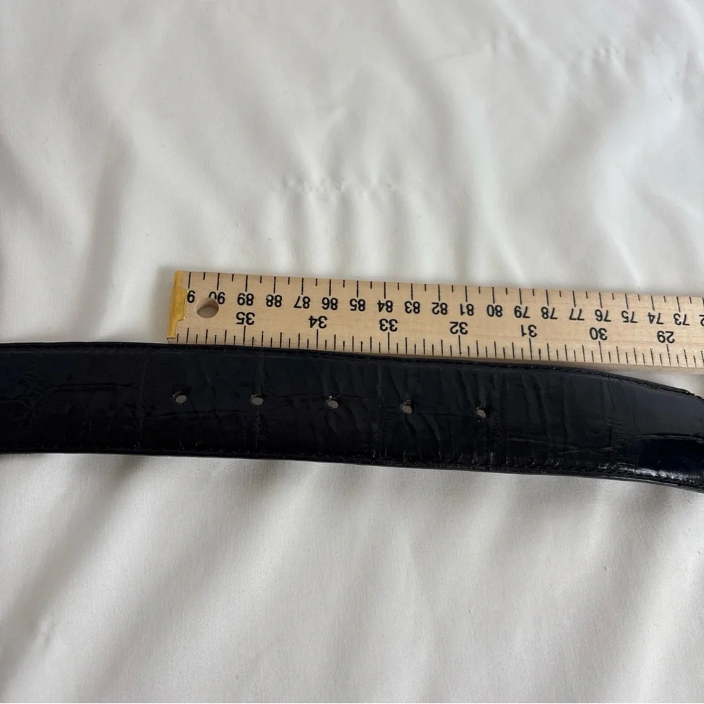 Brighton Belt Womens Size L Black Alligator Embossed Leather Silver Buckle 90s